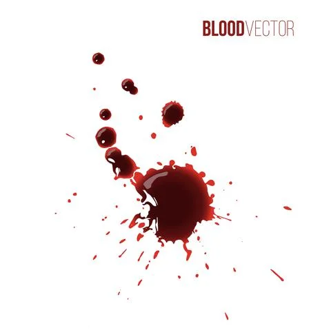 Blood drops set. Red splattered stains, splash, drip liquid spots vector イラスト素材