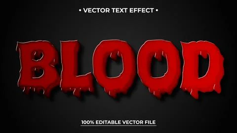 Blood editable text effect template liquid red slime 3d bold cartoon text sty Stock Illustration