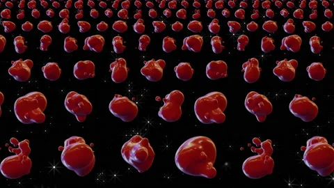 Blood. A field of changing amorphous structures of blood drops. Video art for Stock Footage 157309257