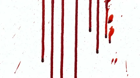 Blood flowing down, white background, a lot of blood with alpha channel Stock Footage 146047055