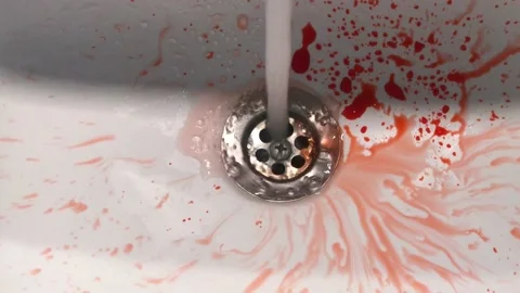 Blood flowing from the sink Stock Footage 146711079