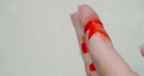 Blood flows from a finger Stock Footage 140235981