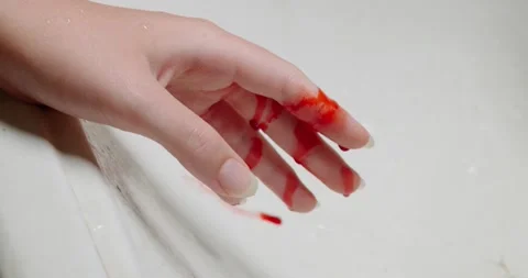 Blood flows from a finger 스톡 동영상 140236003