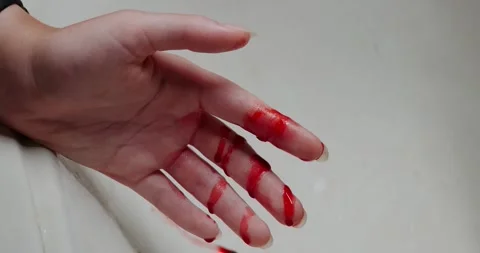 Blood flows from a finger Stock Footage 140236012