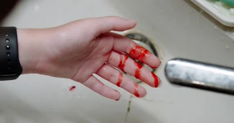 Blood flows from a finger Stock Footage 140236068