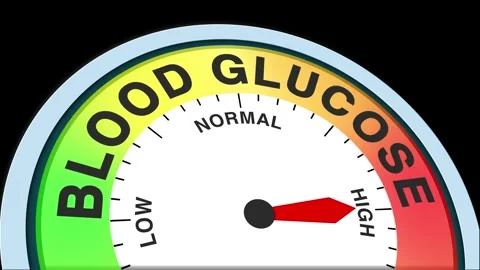 Blood Glucose Level Text or Word  Low and Medium to High Meter Concept Stock Footage 288568799