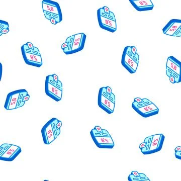 Blood glucose meter device isometric icon seamless pattern Stock Illustration