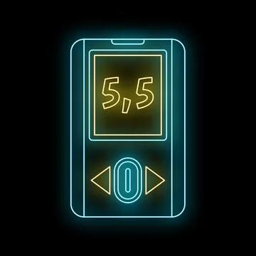 Blood glucose meter showing normal sugar level neon line art Stock Illustration