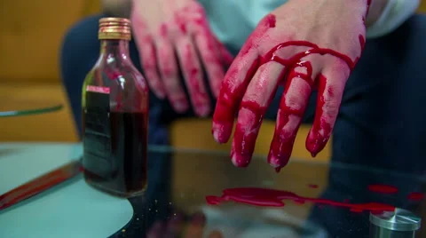 Blood on a hands of a young man Stock Footage 46885662