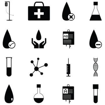 Blood icon set Illustrazione stock