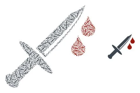 Blood Knife Fractal Composition of Self Icons Stock Illustration