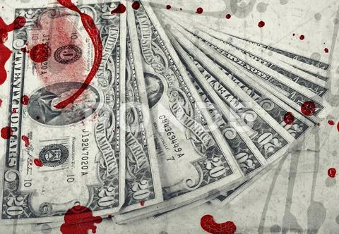 Blood money, us dollars ,artistic processed and toned photo Stock Illustration