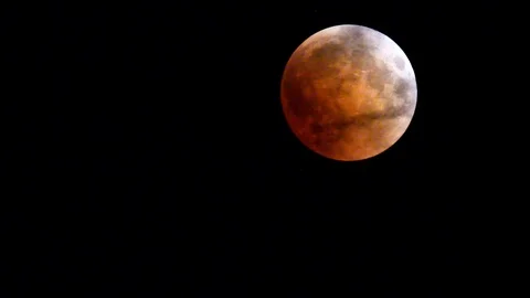 Blood Moon during the Lunar Eclipse on July 27, 2018 Vídeo Stock 92938395