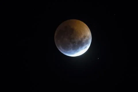 Blood moon, eclipse seen from, La Pampa,January 21, 2019   Argentina Stock Photos