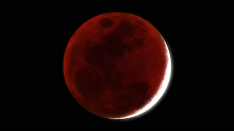 Blood Moon Lunar Eclipse with Alpha channel Stock Footage 132599117