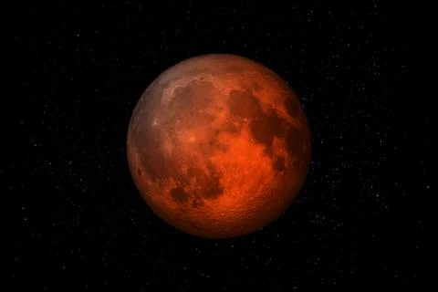 Blood moon at lunar eclipse Stock Photos
