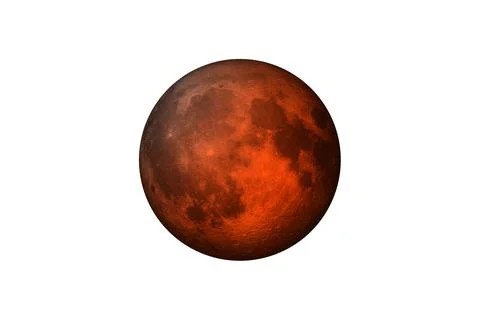 Blood moon at lunar eclipse on white background Stock Photos