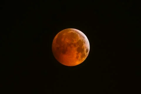 Blood moon at total lunar eclipse full moon Baden  Wuerttemberg Germany Europe Fotos Stock