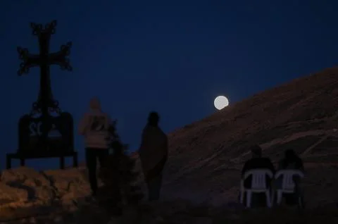 Blood Moon total lunar eclipse in Beirut, Lebanon - 07 Sep 2025 Stock Photos