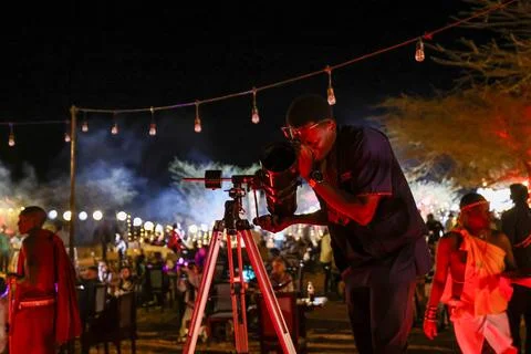 Blood Moon total lunar eclipse over Samburu Kenya - 07 Sep 2025 Stock Photos