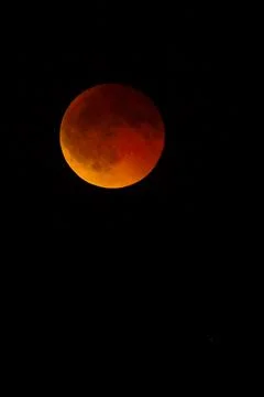 Blood Moon total lunar eclipse over Skopje, Republic Of North Macedonia - 07 Sep Stock Photos