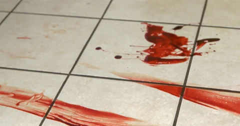 Blood pooled on kitchen floor tile 4k Stock-Footage 59891512
