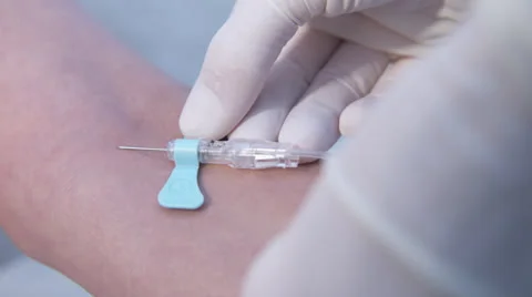 Blood prep and draw overhead Stock Footage 26083187