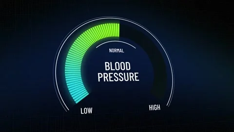 Blood pressure gauge meter normalizing, indicator rising from low to normal Stock Footage 311455736