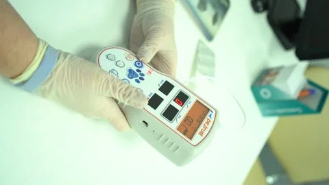 Blood pressure meter for animals. Tonometer Stock Footage 247707088