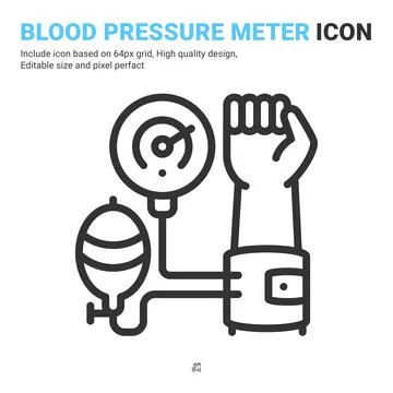 Blood pressure meter icon vector with trendy outline style isolated Illustrazione stock