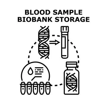 Blood sample biobank storage concept for medical research Stock Illustration