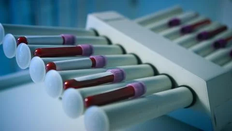 Blood sample collection tubes on a roller Stock Photos