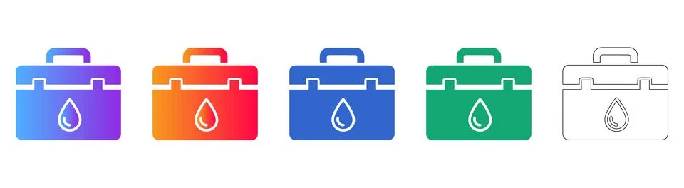 Blood Sample Kit Case Icon Set 库存插图