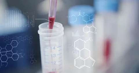 Blood sample placed in test tube with pipettor Stock Footage 150054675