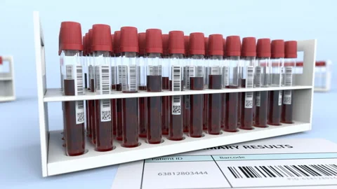 Blood sample test tubes in reserarch laboratory Stock Footage 127908342