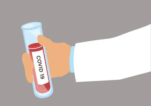 Blood sample test tubes in tester hand. イラスト素材