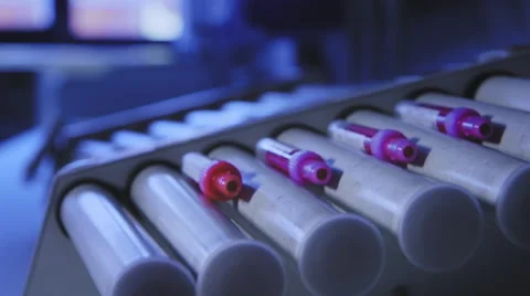 Blood samples being automatically turned while stored Stock Footage 57768205