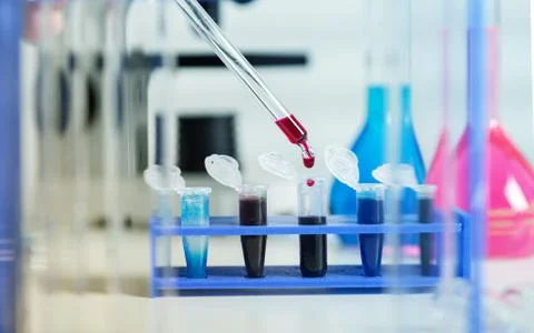 Blood samples for research in microtubes Stock Photos