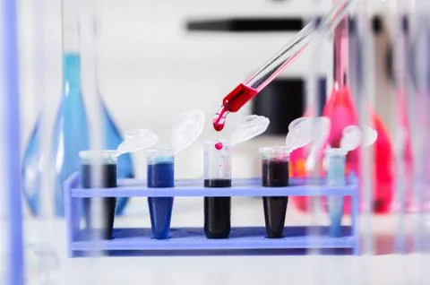 Blood samples for research in microtubes Stock Photos