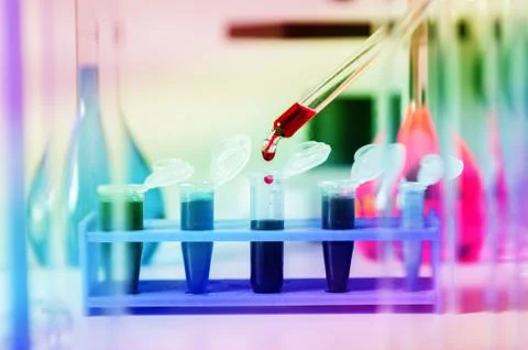Blood samples for research in microtubes Stock Photos