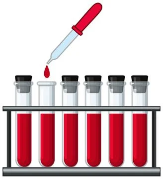 Blood Samples in Test Tubes with Dropper Illustration Stock Illustration