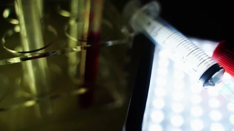 Blood samples tubes test in the doctor's office.To detect  Coronavirus,Covid-19 動画素材 127642640