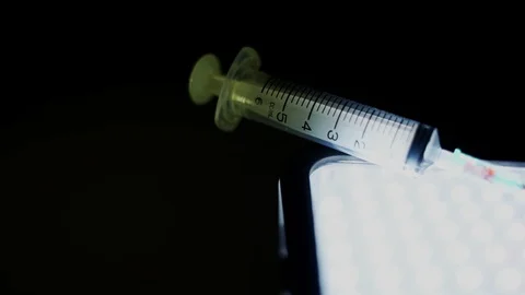 Blood samples tubes test in the doctor's office.To detect  Coronavirus,Covid-19 動画素材 127695277