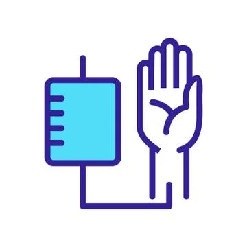Blood sampling from human hand icon vector outline illustration 스톡 일러스트