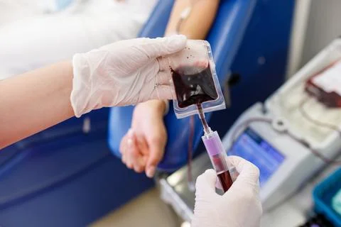 Blood sampling in the laboratory, donation, dressing, Stock Photos