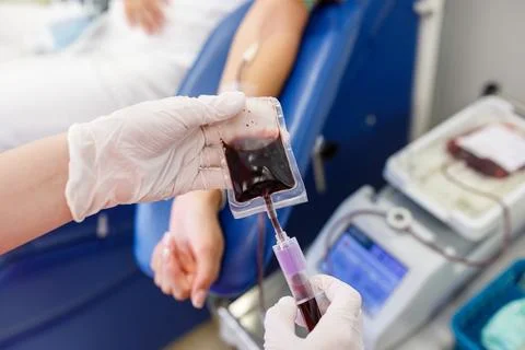 Blood sampling in the laboratory, donation, dressing, Stock Photos
