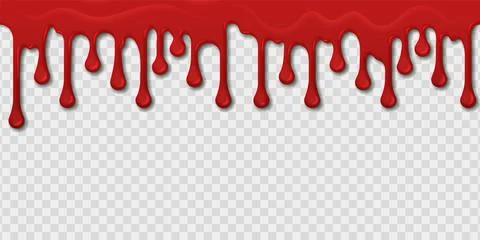 Blood seamless pattern. Realistic red paint drops and splashes on transparent Stock Illustration