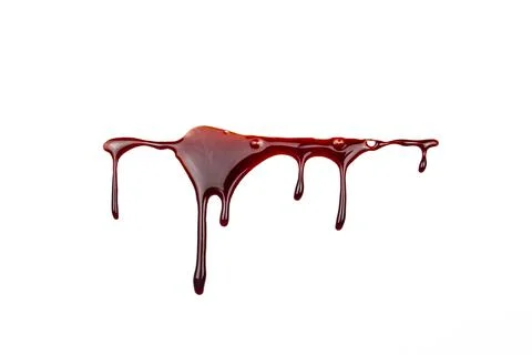 A blood spatter. A blood flowing down. Bloody pattern. Concepts of blood can  Stock Photos