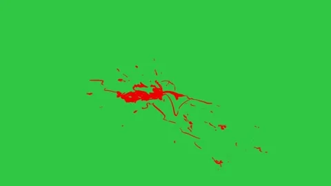 Blood splash animation on green screen background with realistic liquid droplets Stock Footage 329905397