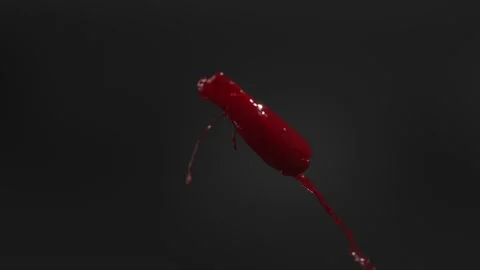 Blood splash red liquid drop on black bg super slow motion 1000 FPS Stock Footage 328112016